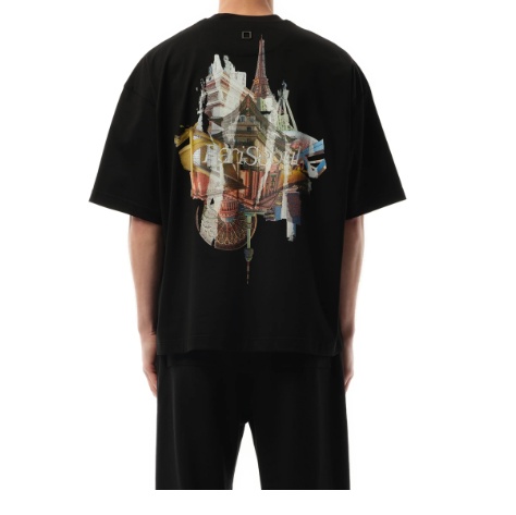 Wooyoungmi Black T-shirt With Maxi Print On The Back In Black