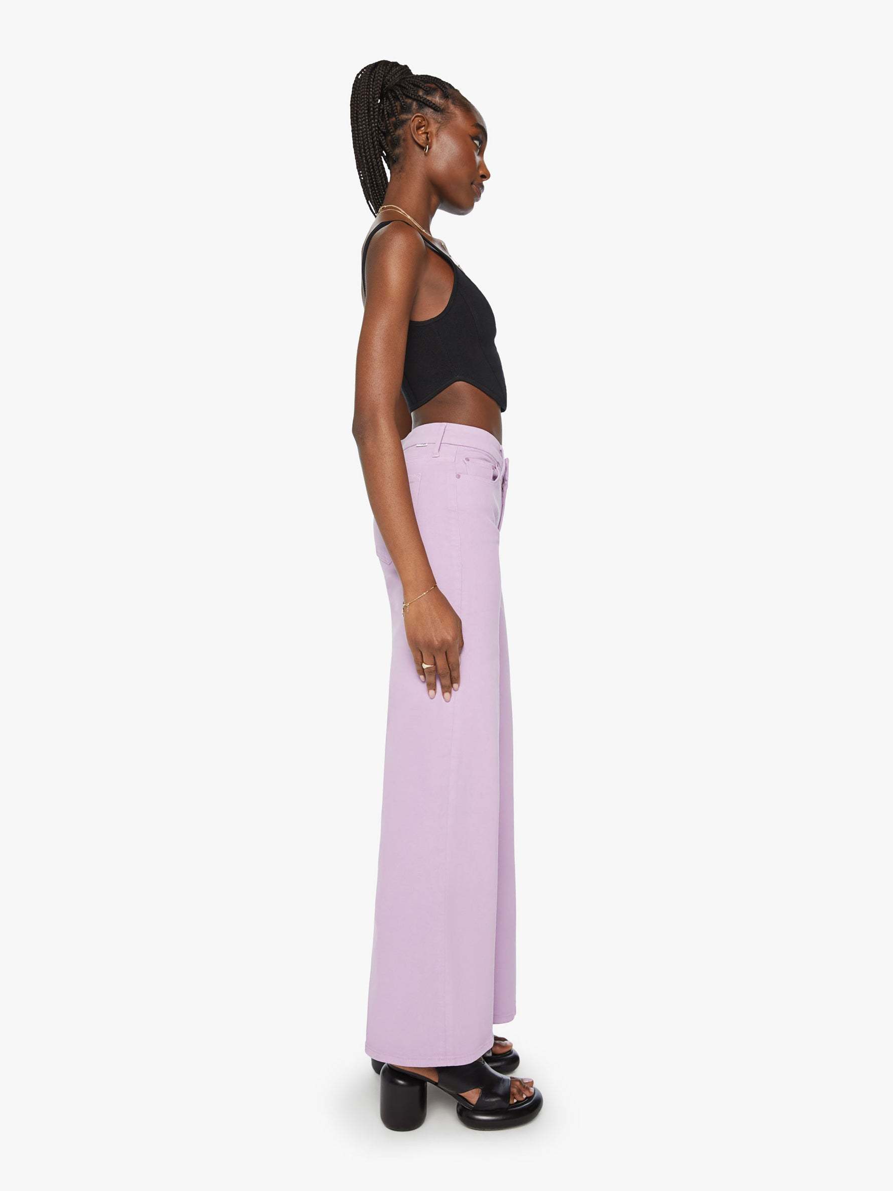 Mother The Roller Sneak Flared Jeans In Purple