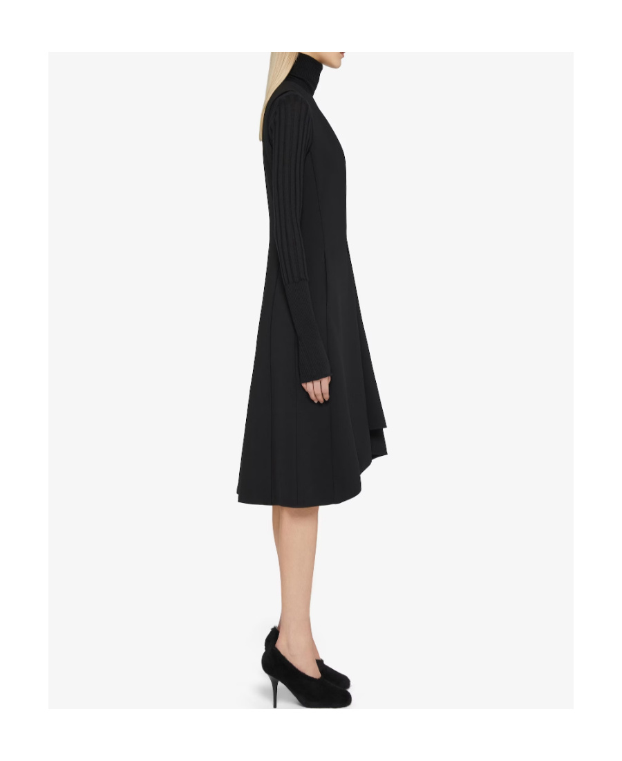 Givenchy Pleated Buttoned Cady Dress In Black