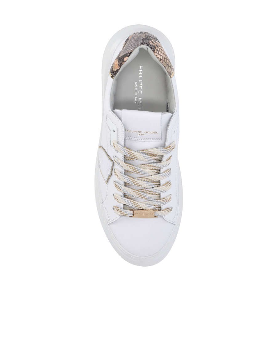 Philippe Model Temple Veau Python Low-top Sneakers In White
