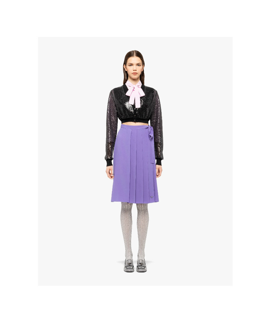 Prada Cropped Sequin-embroidered Cardigan In Black