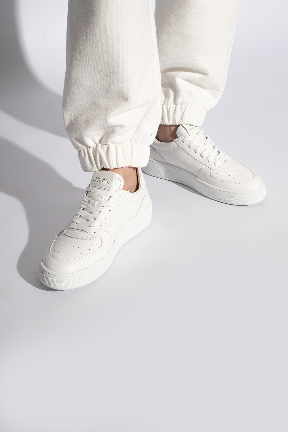 Stuart Weitzman Courtside Monogram Low-top Sneakers In White