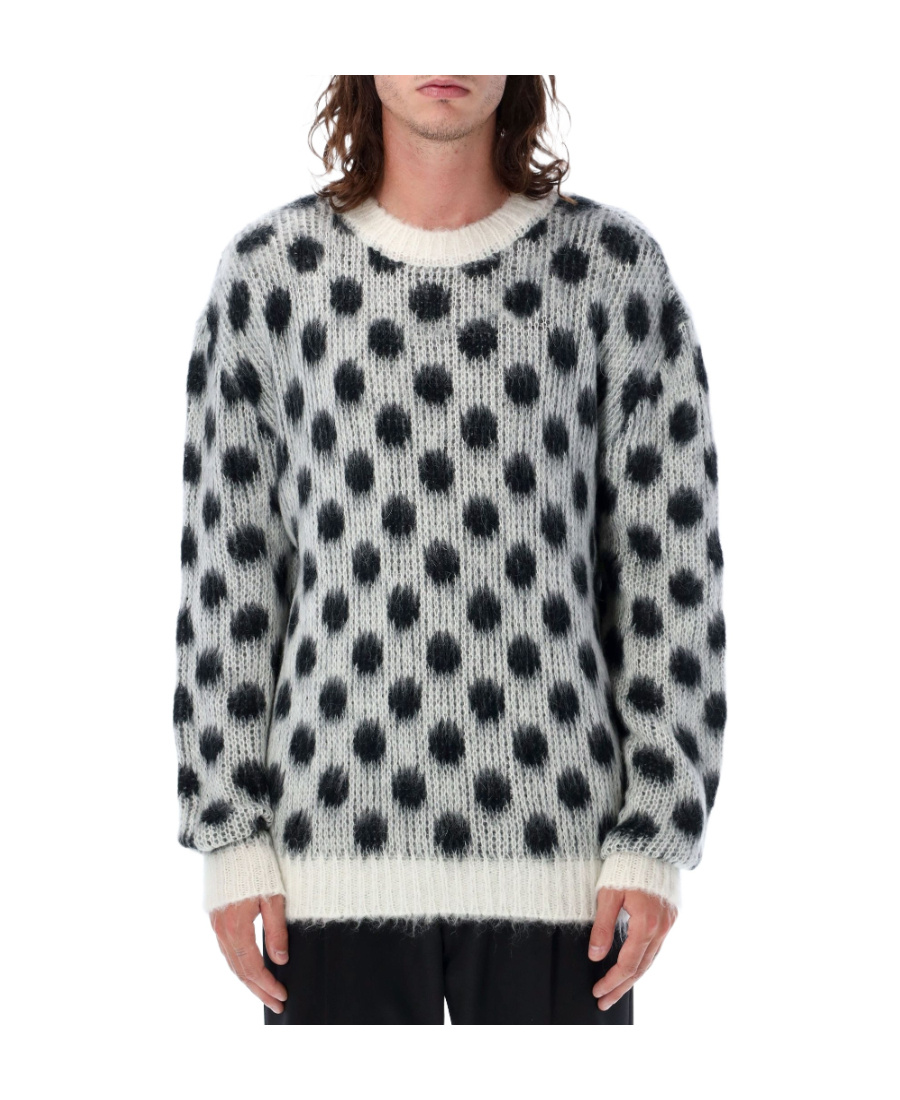 Marni Polka Dot Crewneck Sweater In Gray