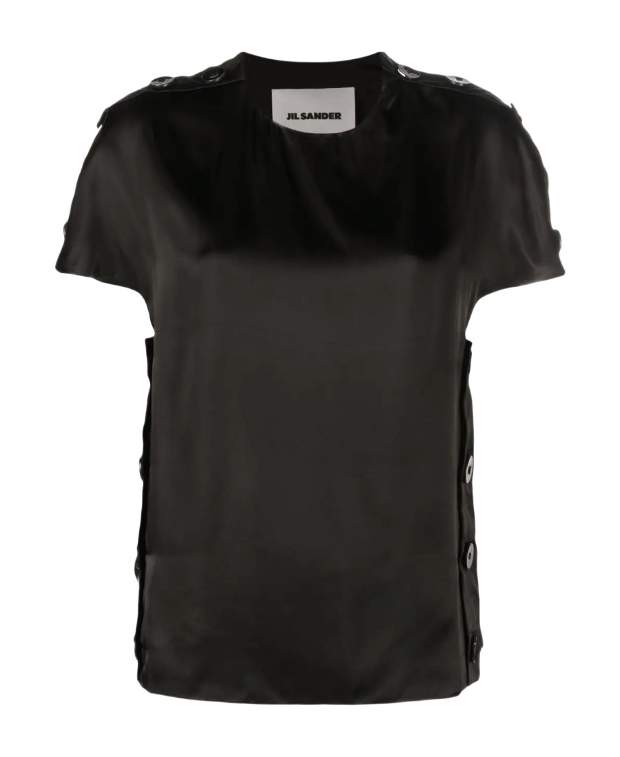 Jil Sander Button-embellished T-shirt In Black