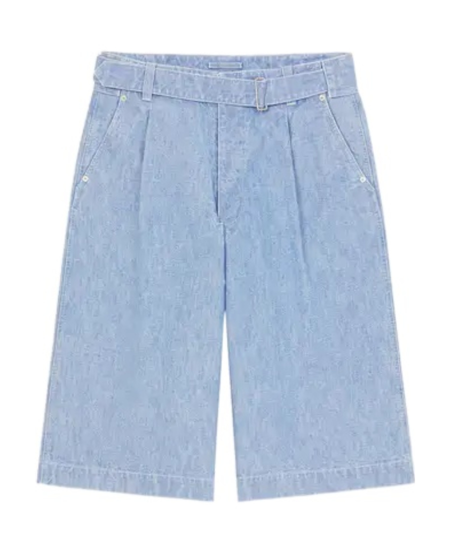 Kenzo Pleat-detail Denim Shorts In Blue