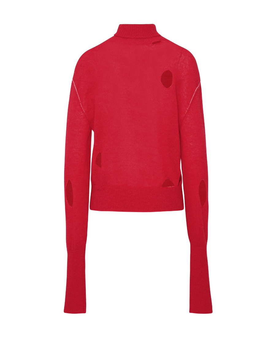 Mm6 Maison Margiela Half Glove Sleeves Turtle-neck Jumper In Red