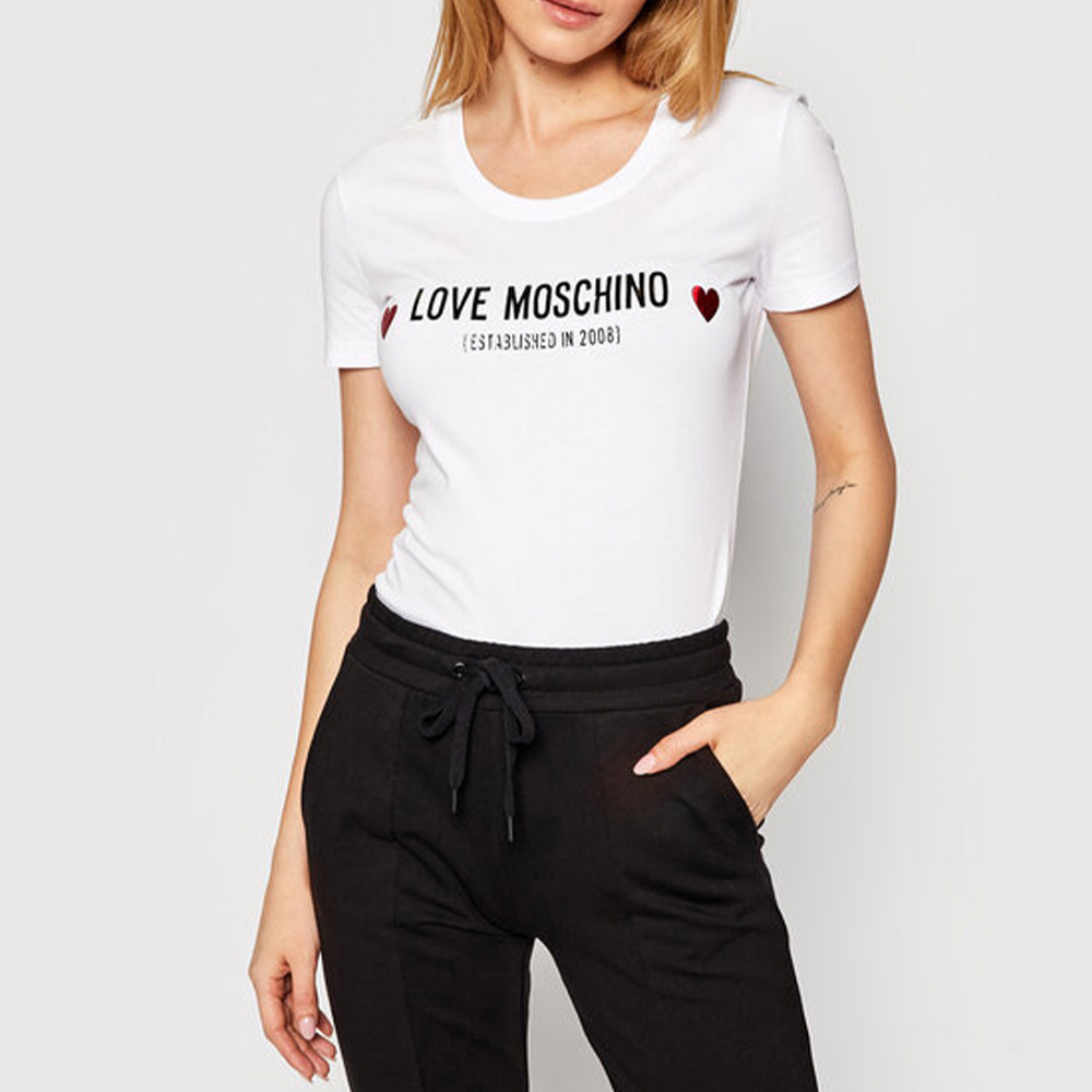 Moschino T-shirt With Round Neck And Short Sleeves In White