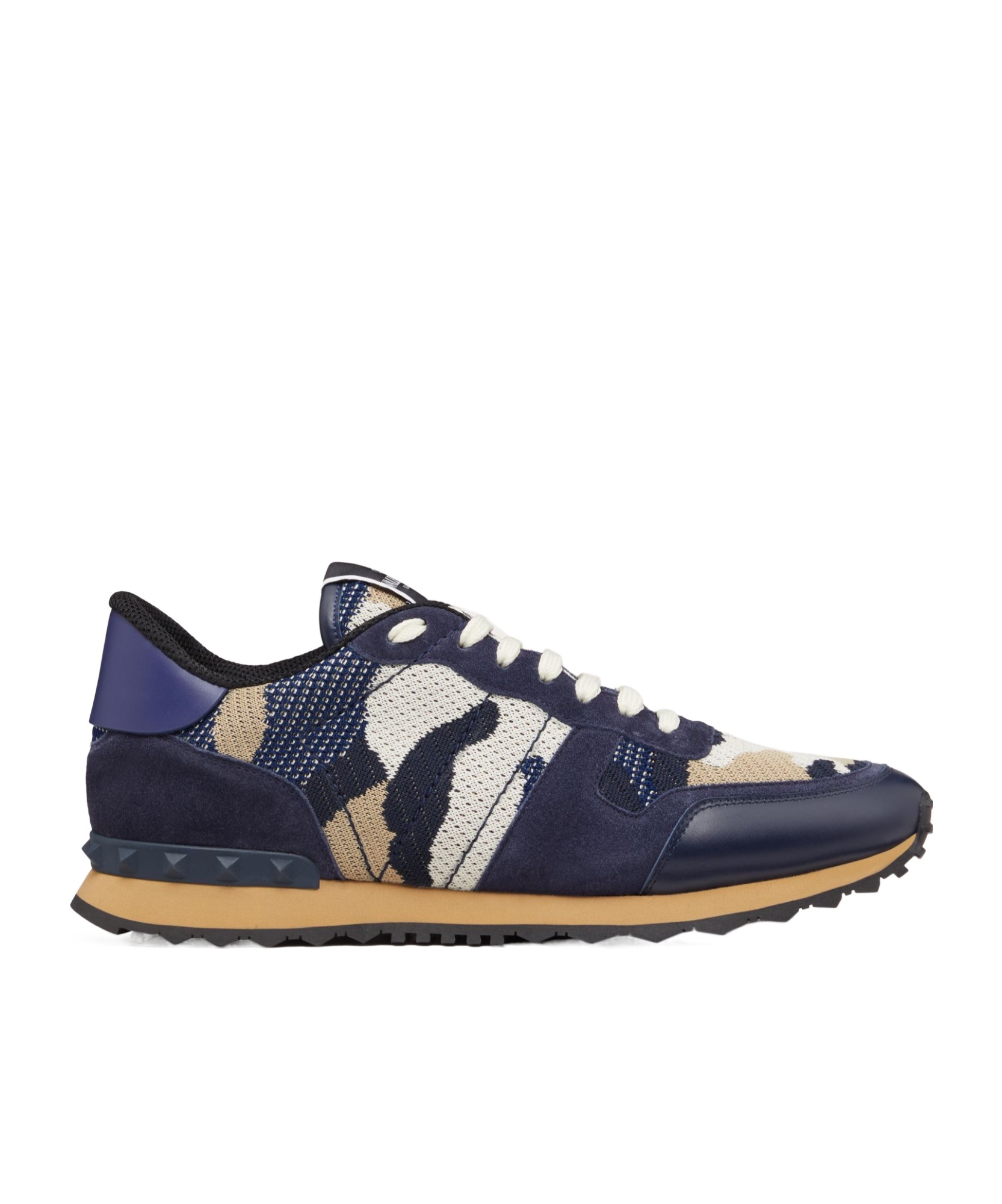 Valentino Camouflage Rockrunner Low-top Sneakers In Ocean Color