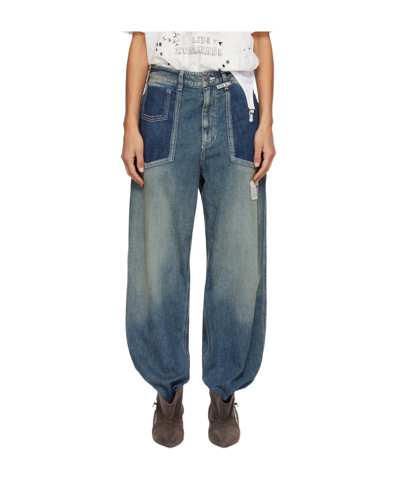 Miharayasuhiro Cut-out Pocket Jeans In Blue