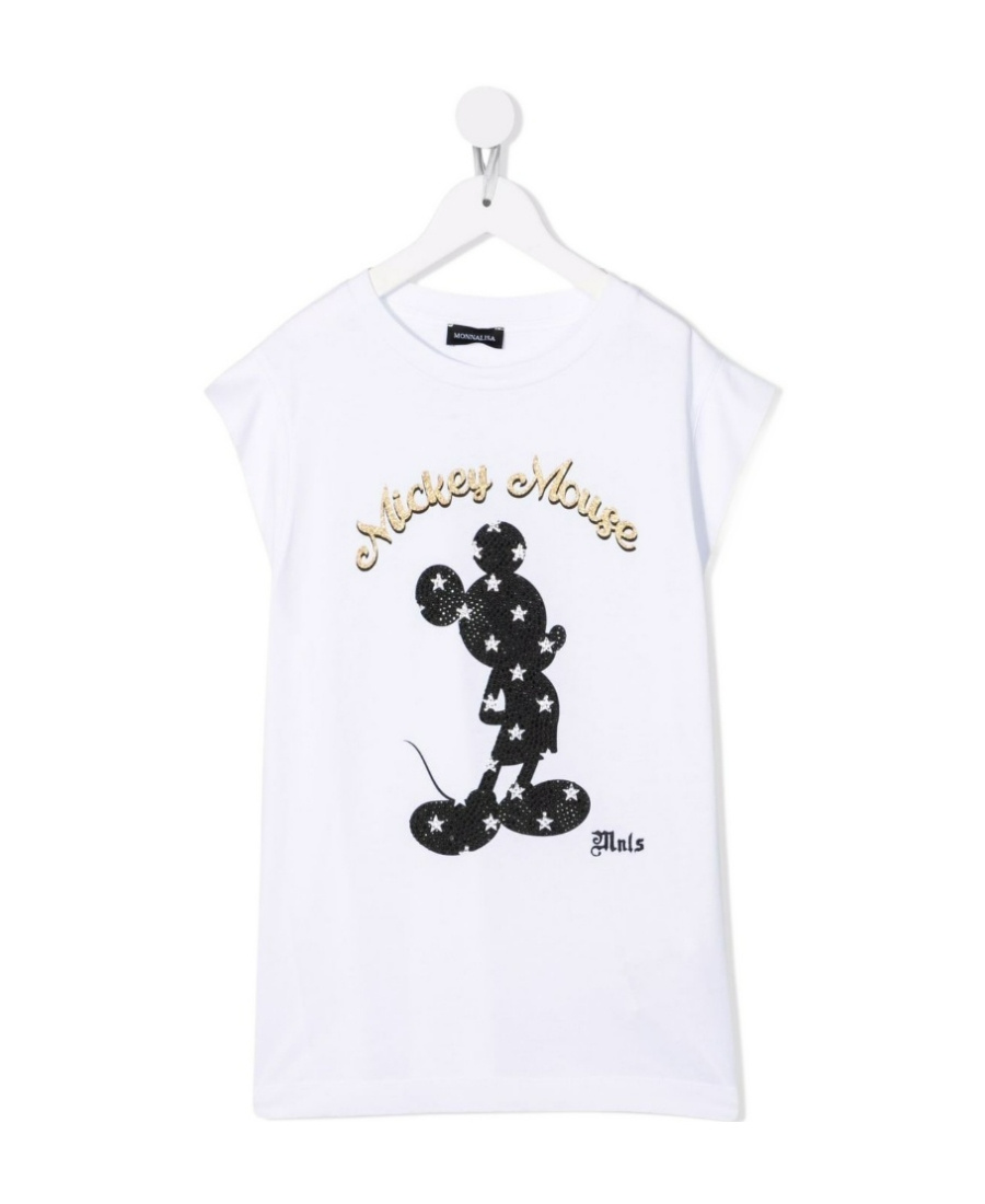 Monnalisa Mickey-print T-shirt In White