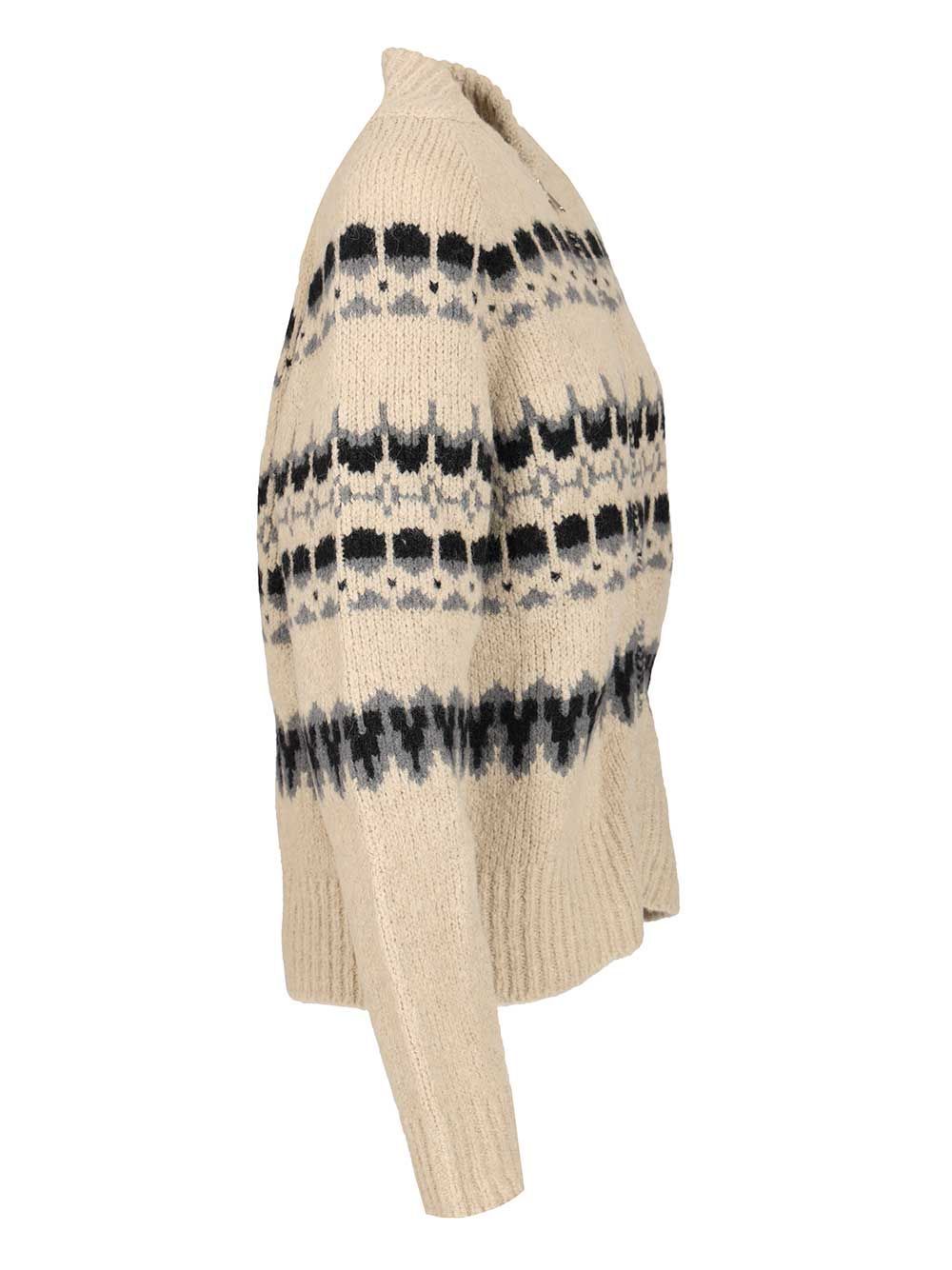 Barena Venezia Patterned Zip-up Cardigan In Brown