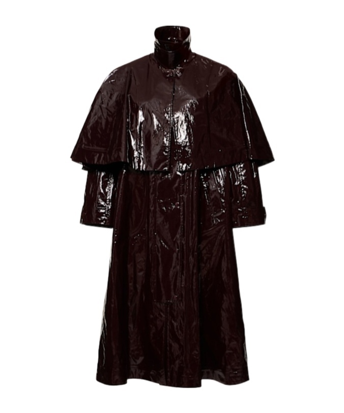 Chloé Oversized Long Parka In Shiny Cotton With Cape