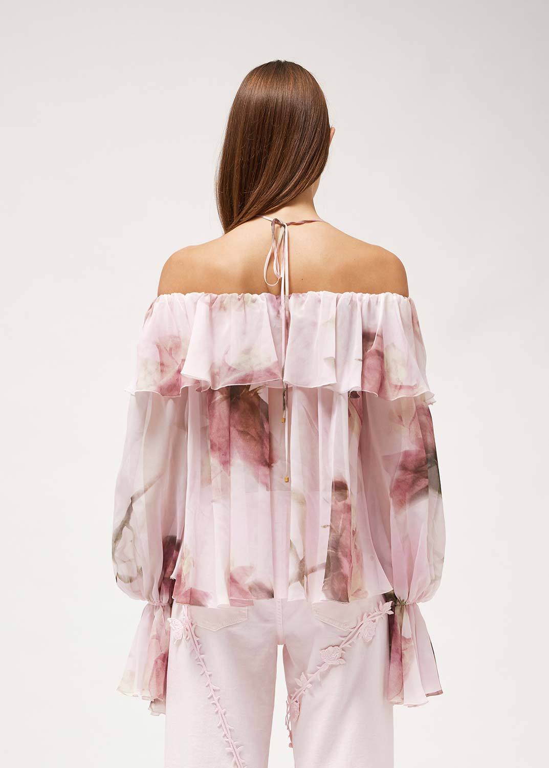 Blumarine Printed Silk Blouse In Pink