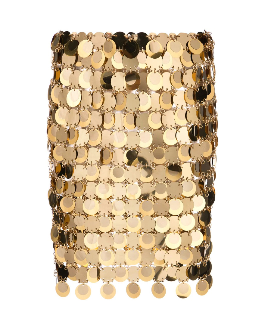 Rabanne Multi-color Dot-sequin Chainmail Mini Skirt In Nude