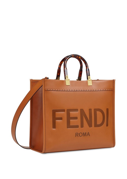 Fendi Brown Leather Sunshine Medium Shopper Tote (authentic Pre-loved) In Brown
