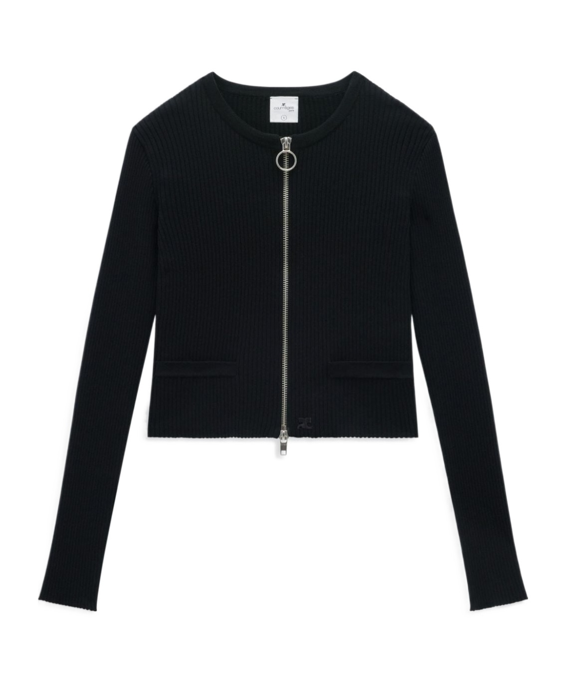 Shop Courrèges Heritage Ribbed-knit Cardigan In Black