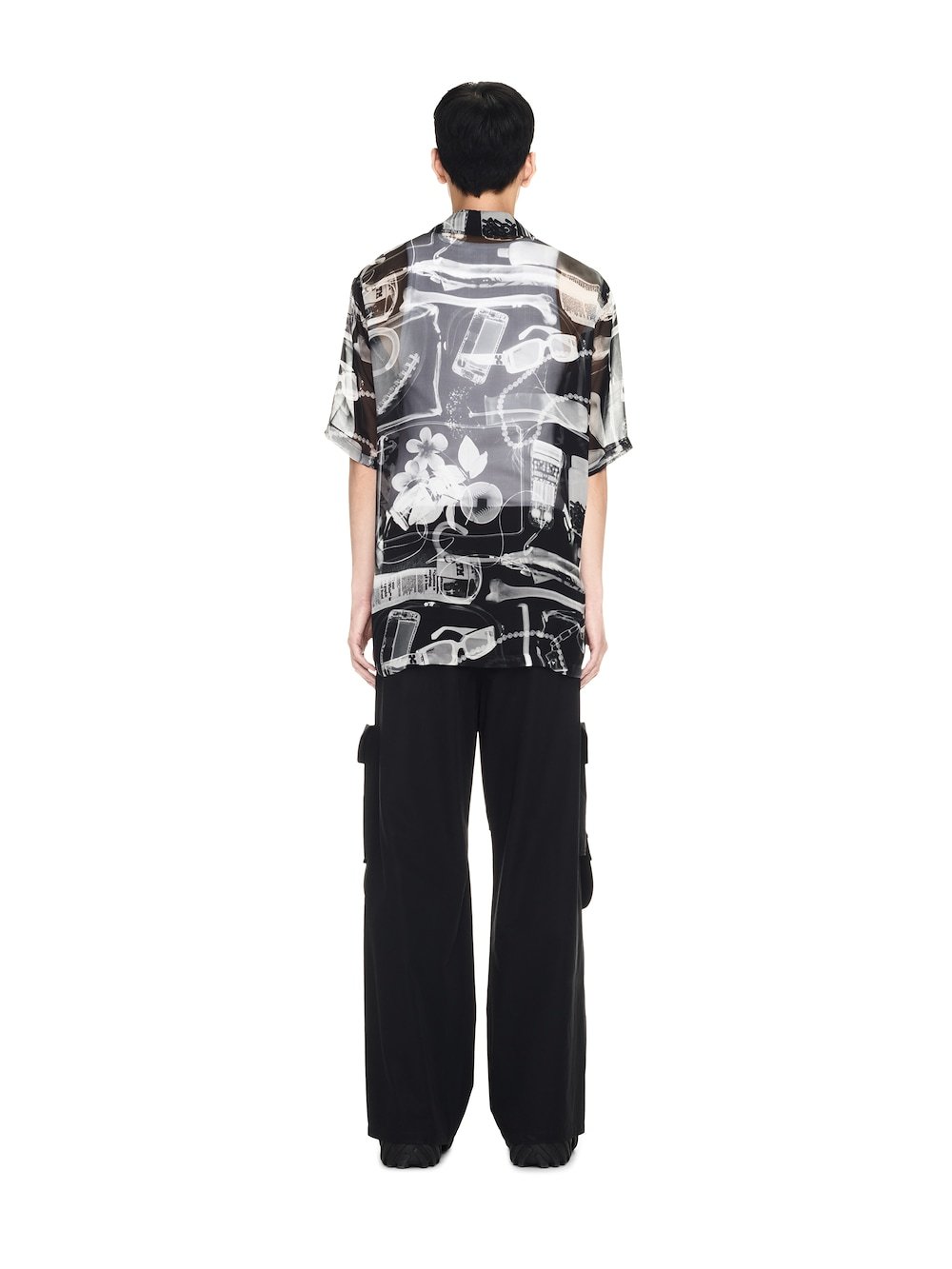 Off-white Cargo Pocket Wide Leg Trousers In Black