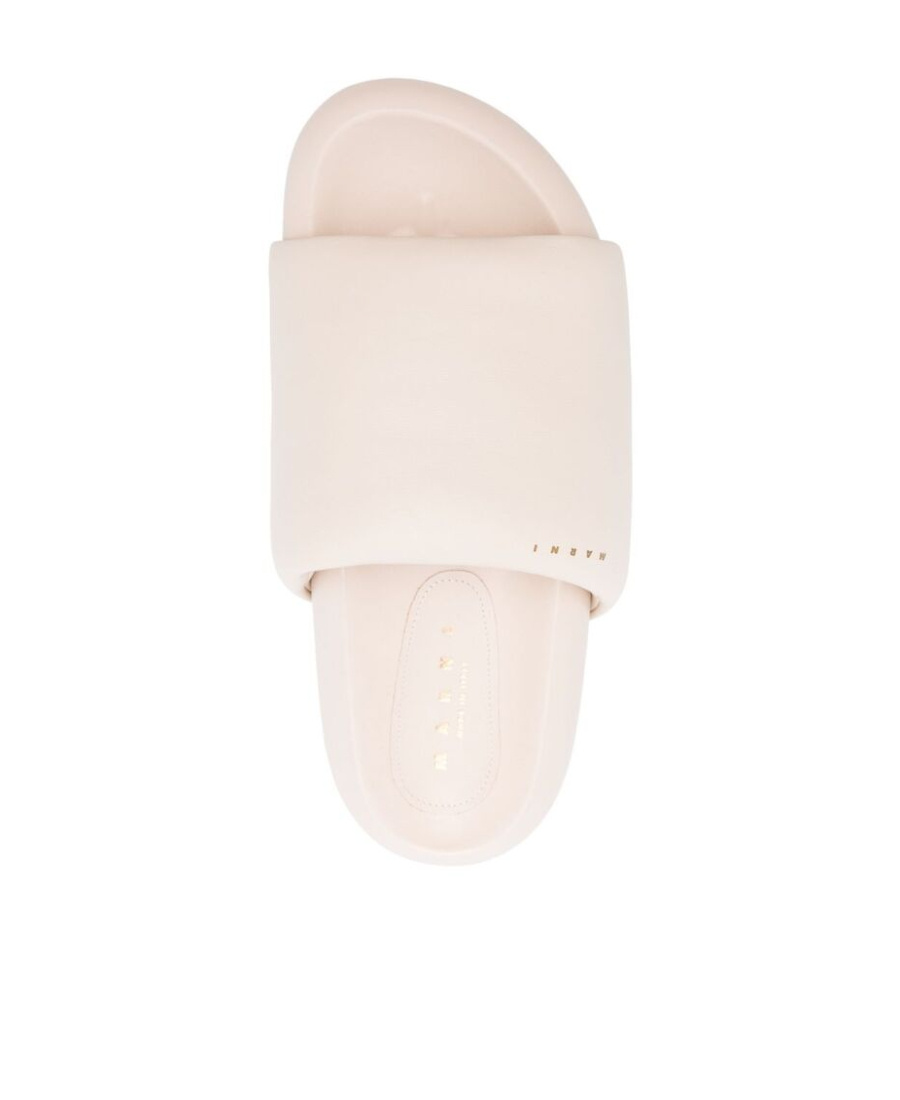 Marni Padded Leather Slides In White