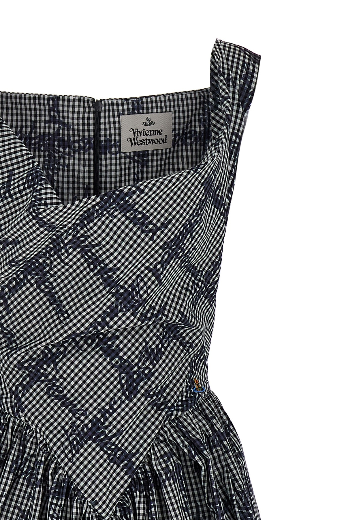 Vivienne Westwood Sunday Gingham Cotton Corset Midi Dress In Black