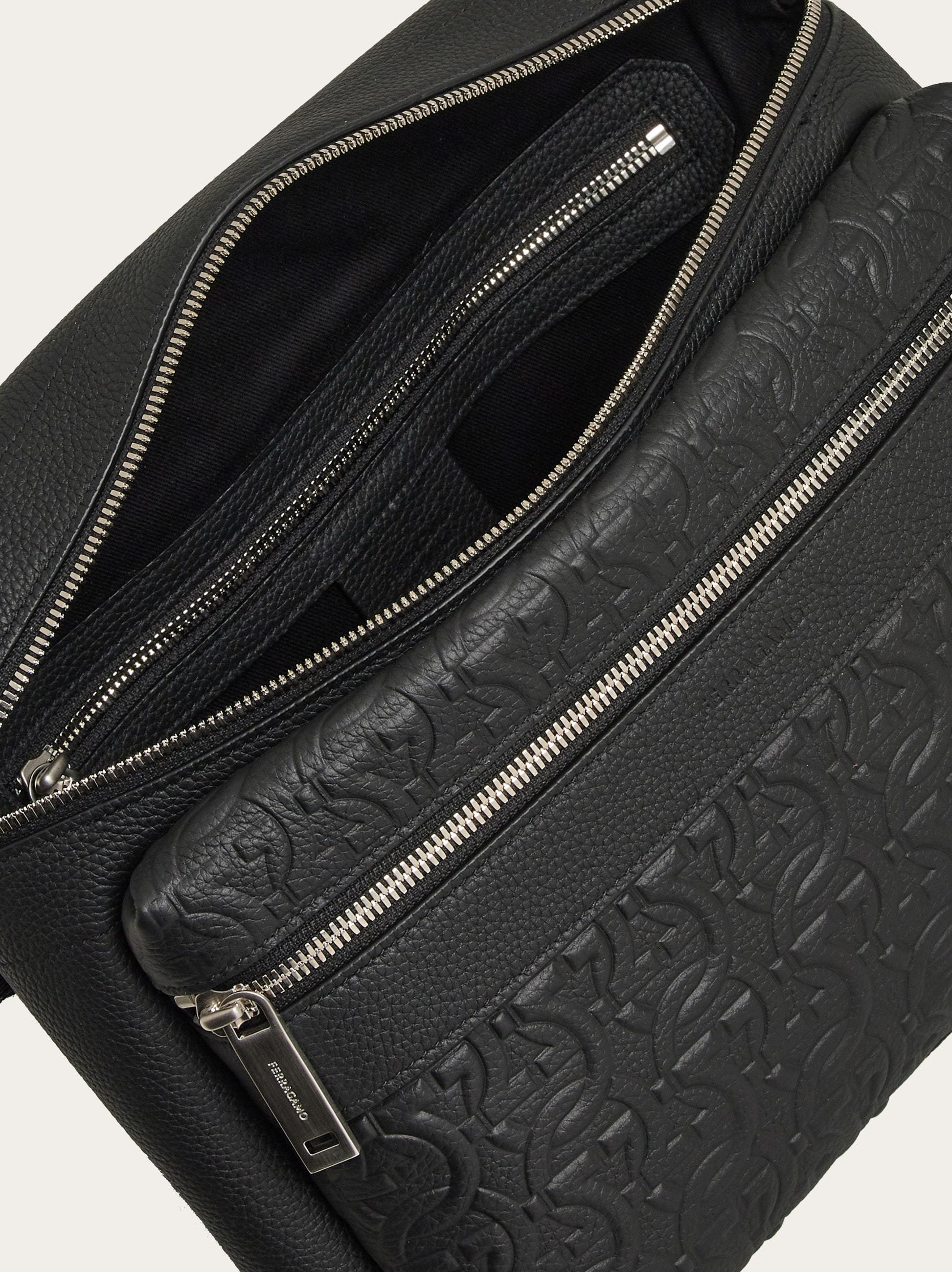 Ferragamo Embossed Satchel In Black
