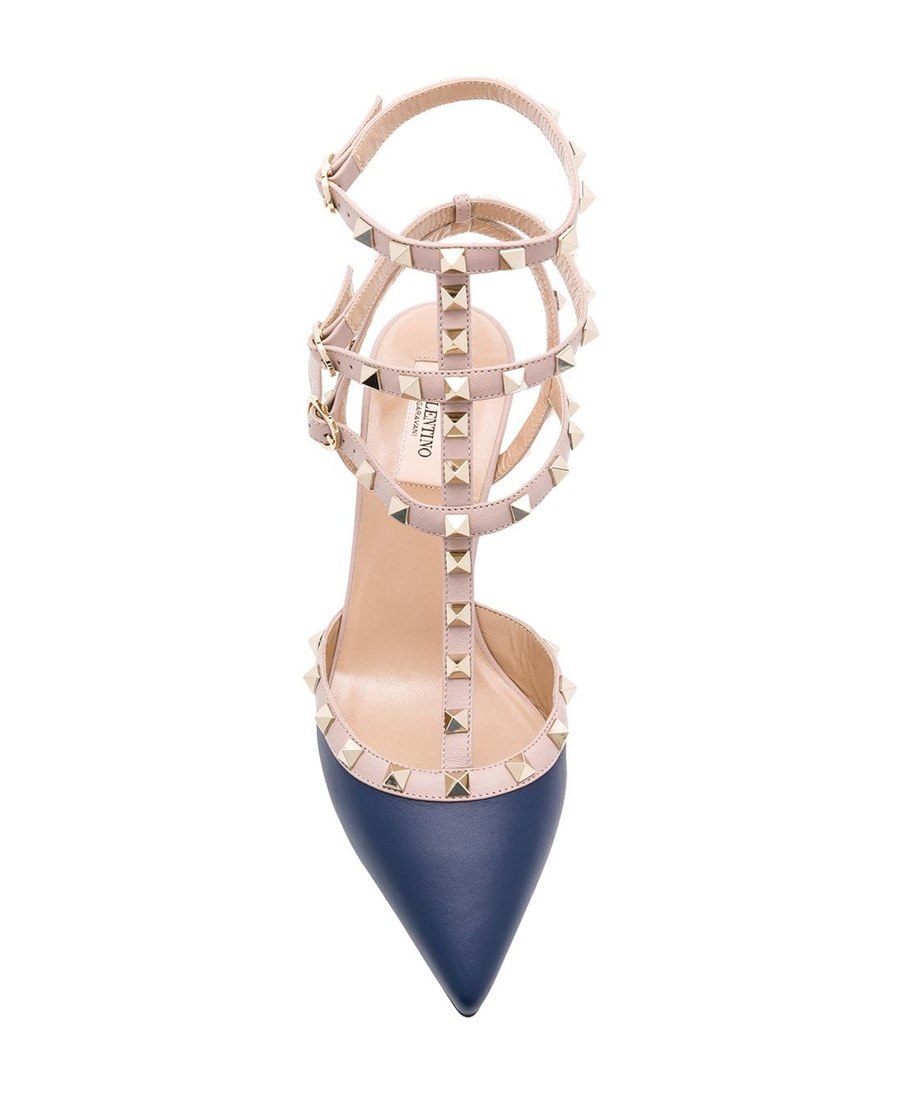 Valentino Pointed Riveted High Heels In Nude