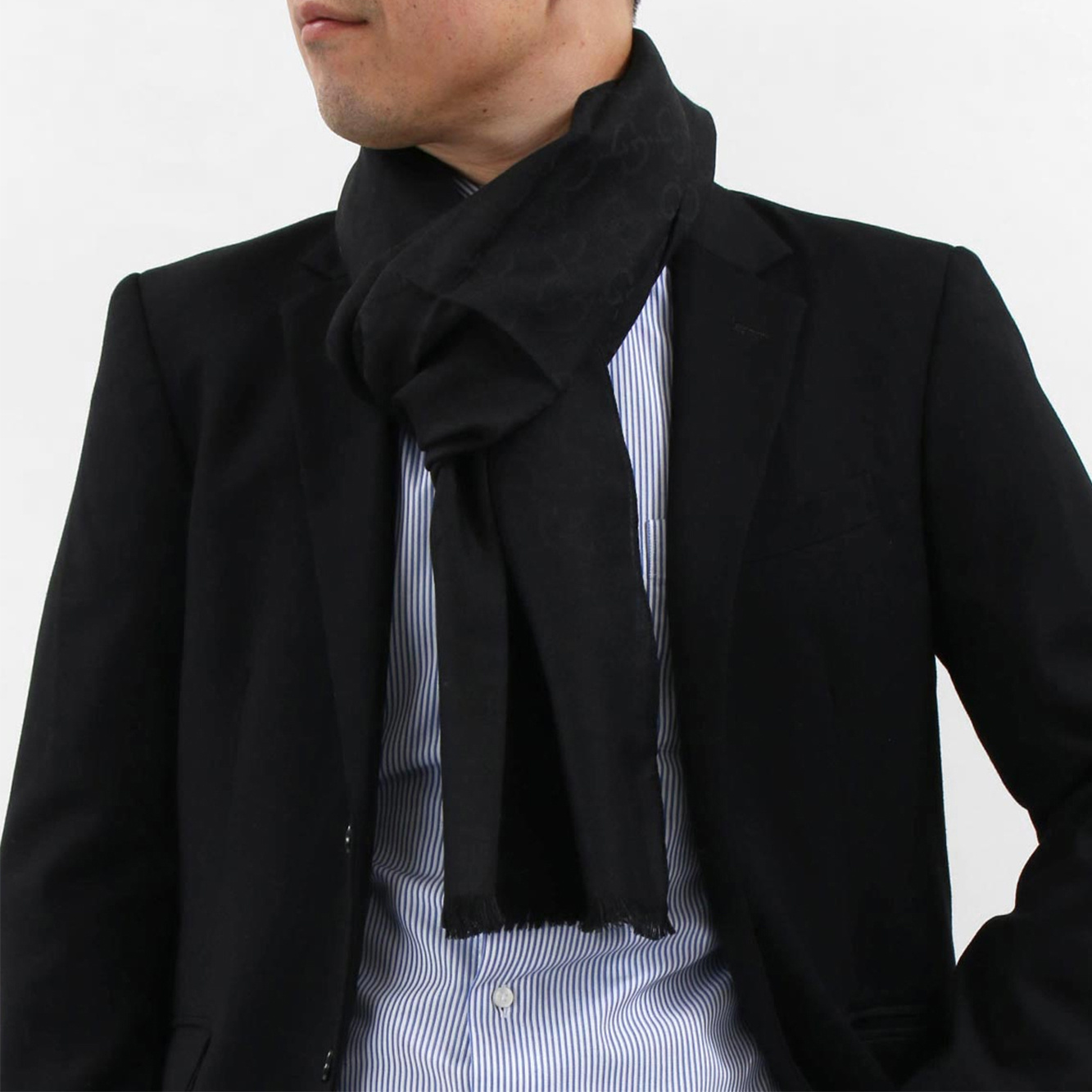 Gucci Unisex-adult Gg Logo Scarf 165904-3g646-1100 In Black