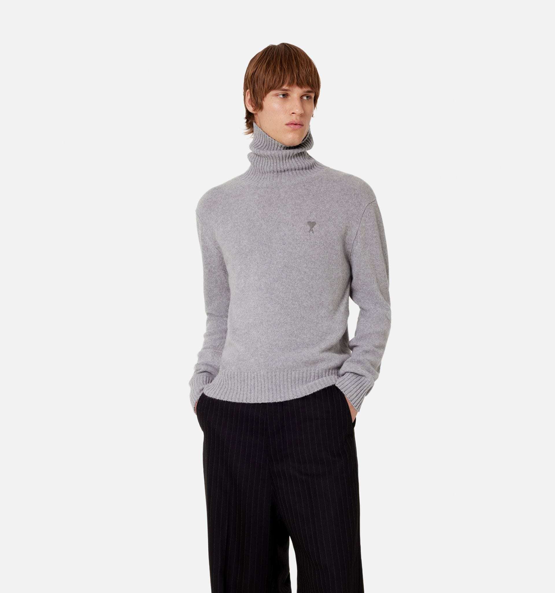 Ami Alexandre Mattiussi Ami De Coeur Cashmere Jumper In Gray
