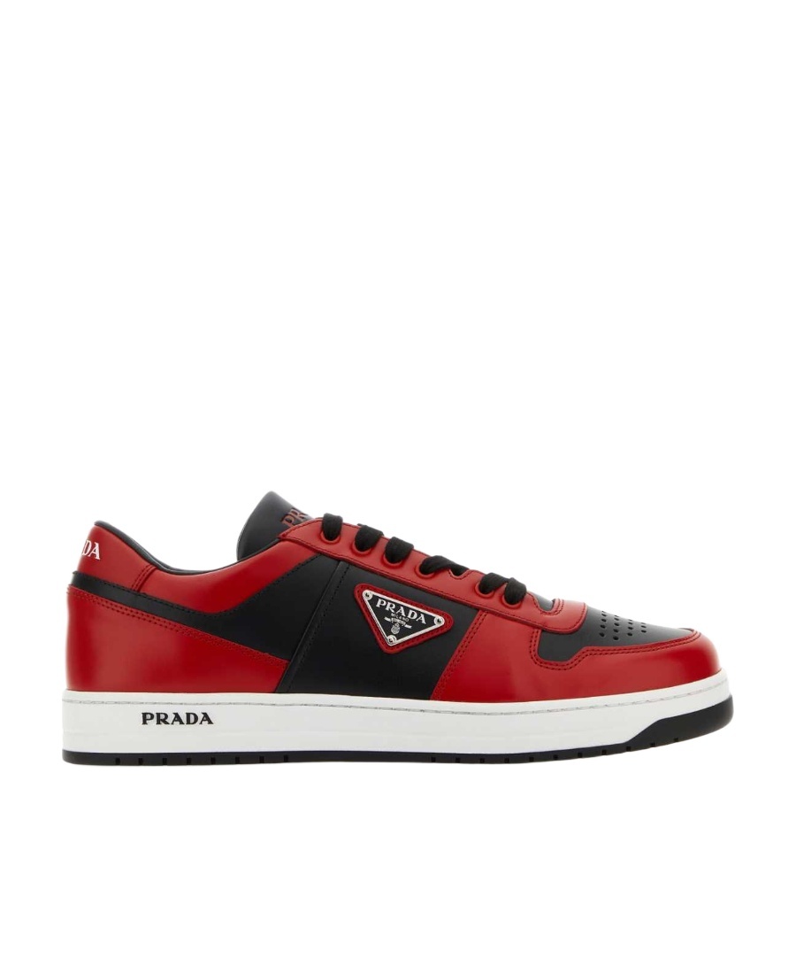 Prada Men's Downtown Logo Leather Low-top Sneakers In Multicolor