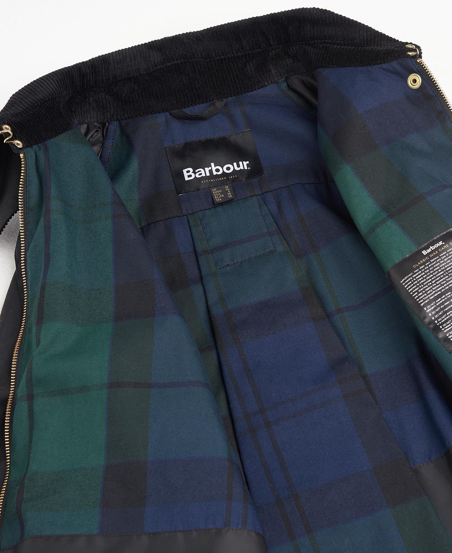 Barbour Reighton Spey Waxed Jacket In Black