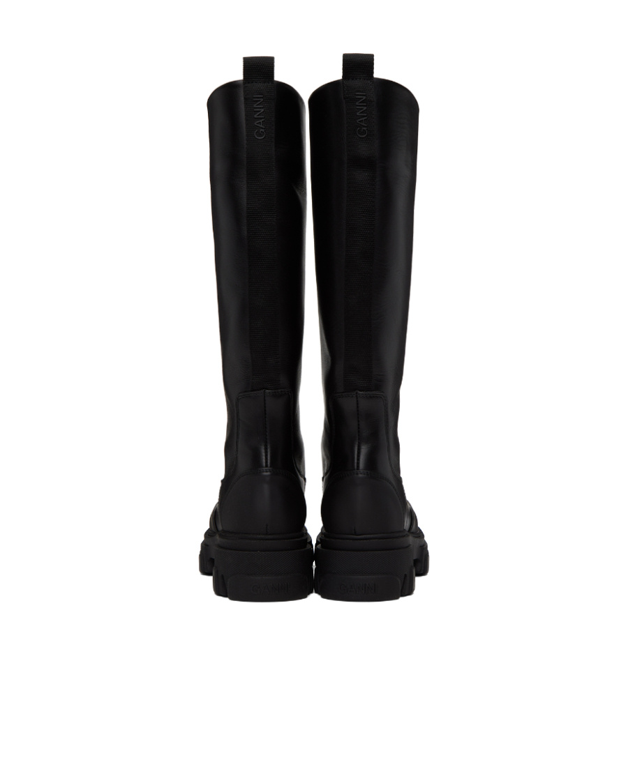Ganni Knee-lenght Calf Leather Boots In Black