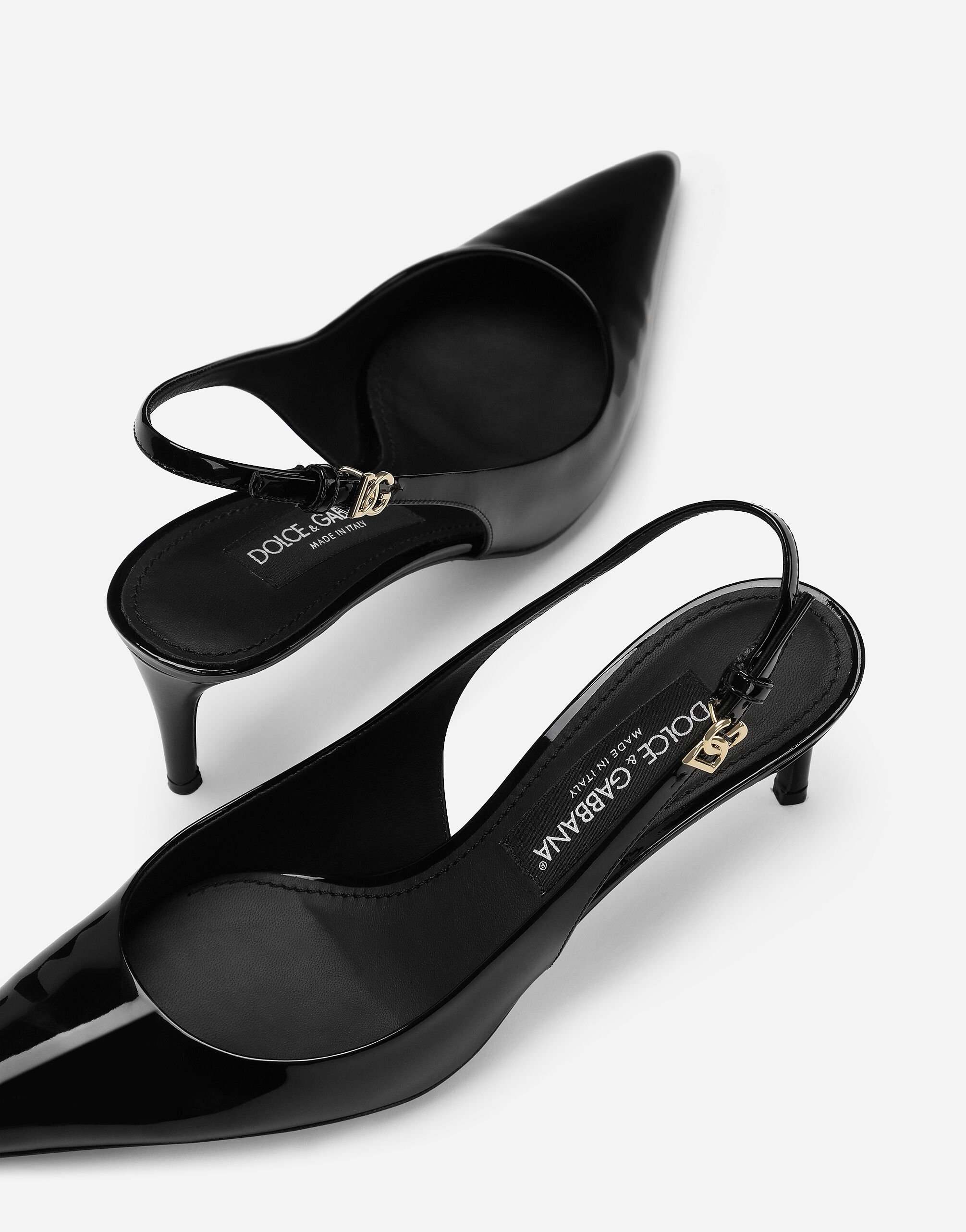 Dolce & Gabbana Tortoiseshell-print Patent Leather Slingbacks In Black