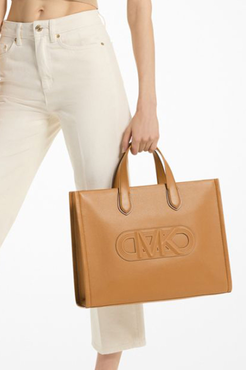 Michael Kors Gigi Leather Tote Bag In Brown