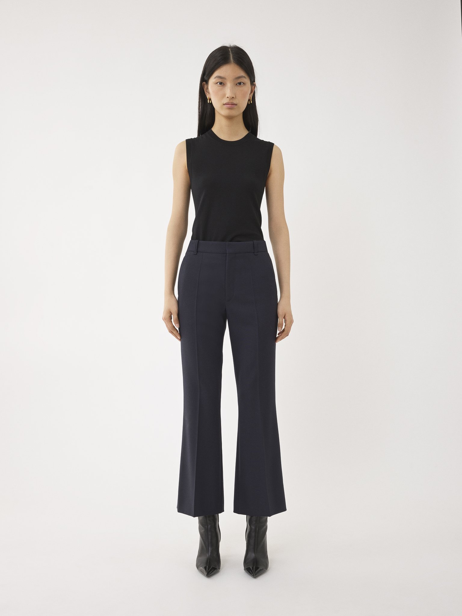 CHLOÉ MID-RISE CROPPED TAILORED TROUSERS 