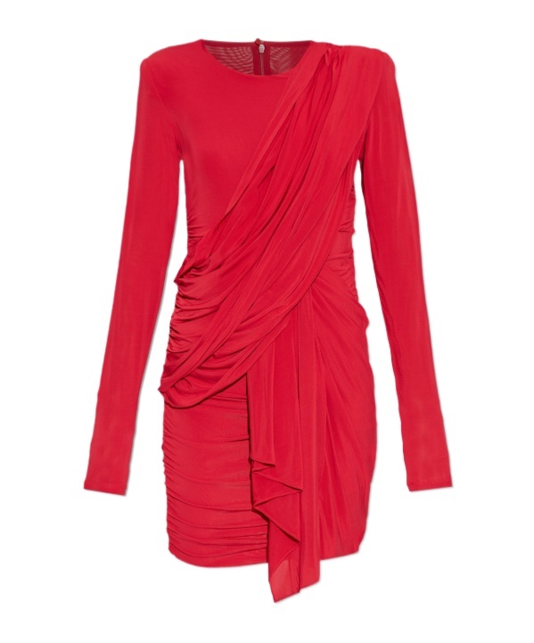 Isabel Marant Georgia Ruched Draped Jersey Mini Dress In Red