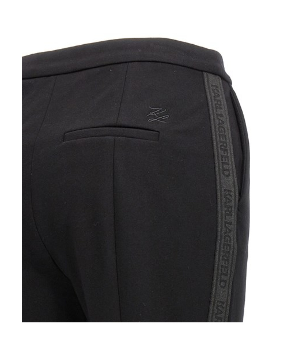 Shop Karl Lagerfeld Logo-tape Straight-leg Trousers In Black