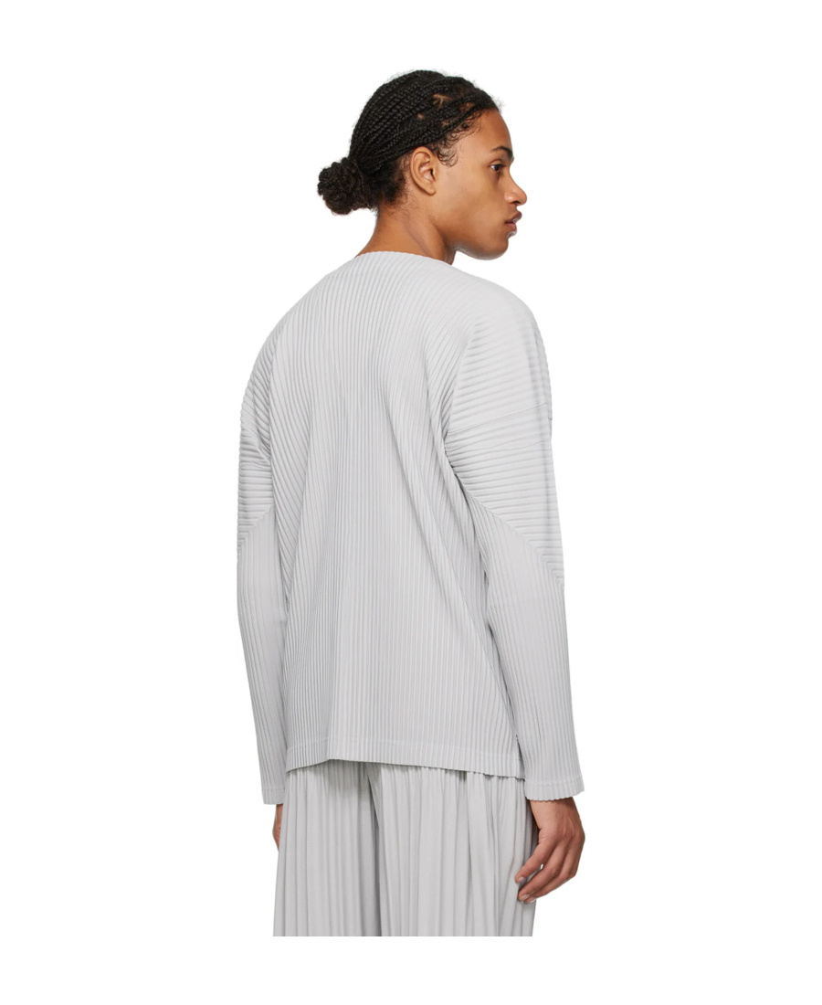 Issey Miyake Ribbed Texture V-neck Cardigan Pockets In White