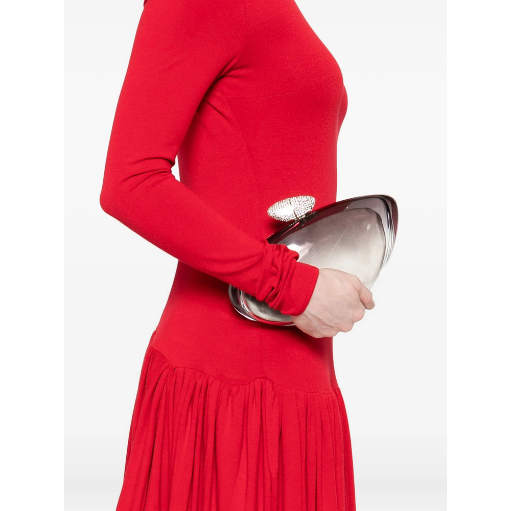 Benedetta Bruzziches Crystal-embellished Clutch Bag In Gray