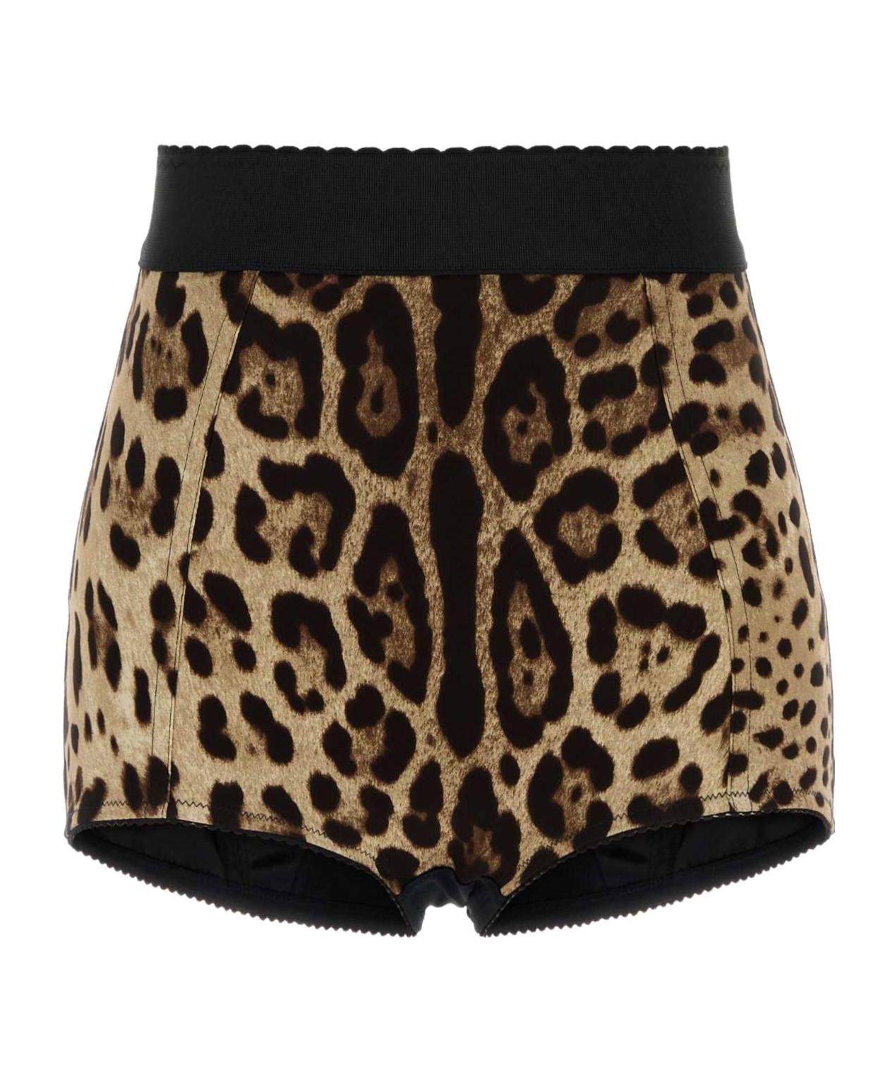 Dolce & Gabbana Brown Printed Stretch Silk Shorts In Animal Print