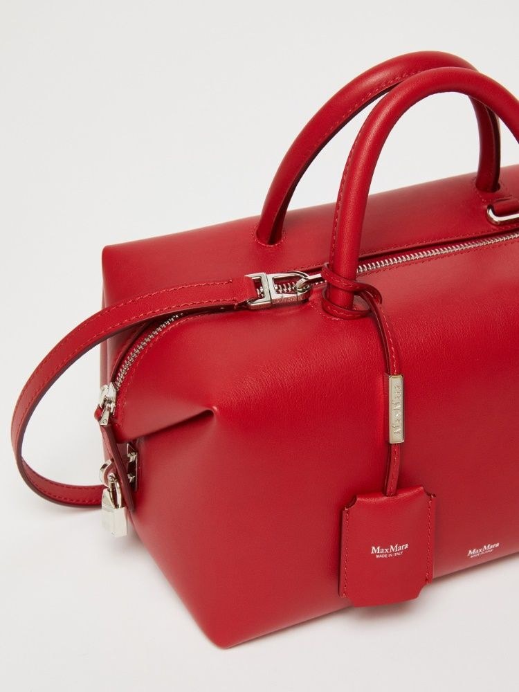 Shop Max Mara Natural Leather Satchel Bag In Red
