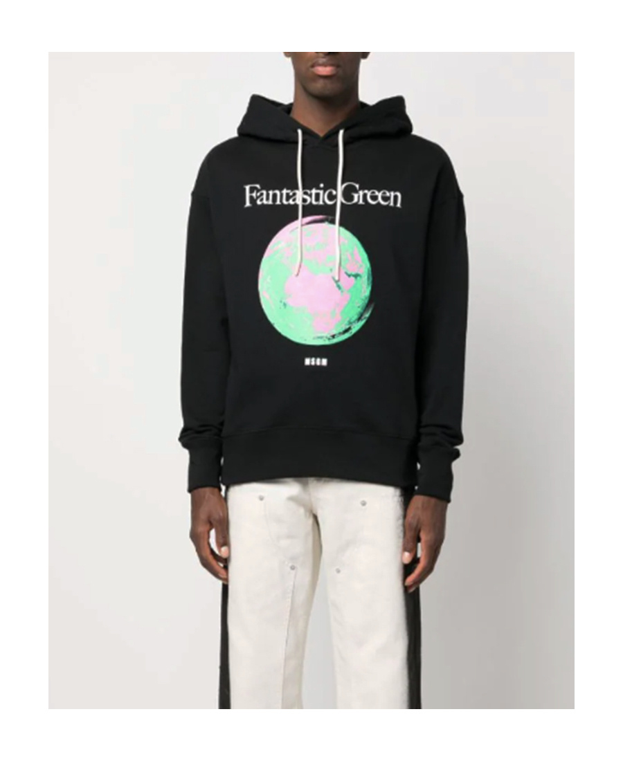 Msgm Graphic-print Organic Cotton Hoodie