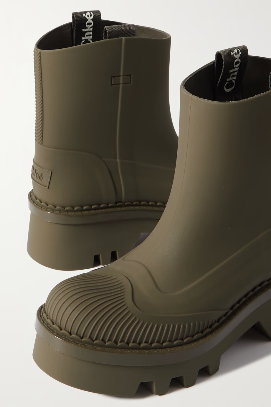 Chloé Elegant Grape Leaf Rain Boots With 5.5 Cm Heel In Brown
