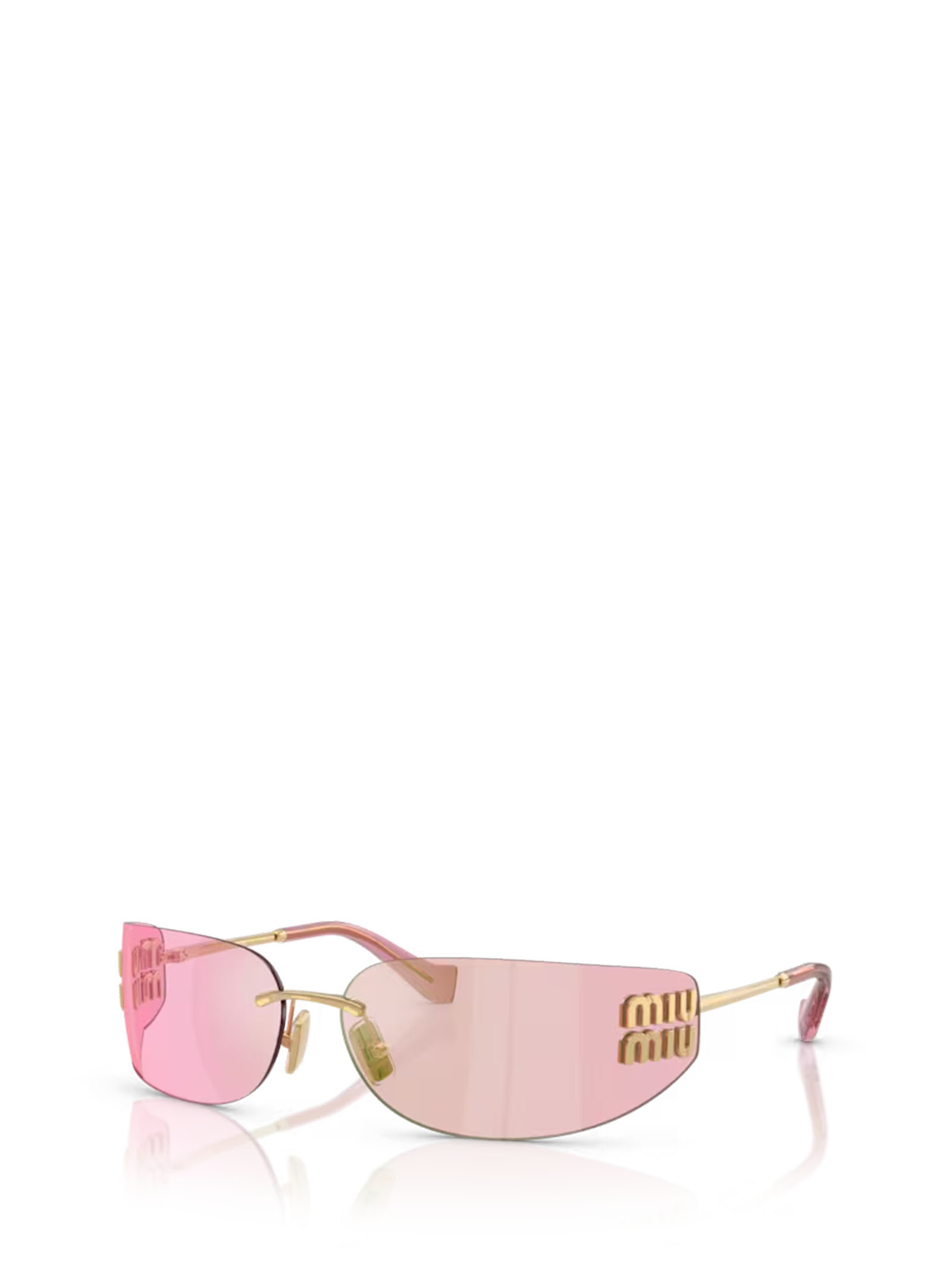 Miu Miu 75mm Oversize Rectangular Wrap Sunglasses In Pink
