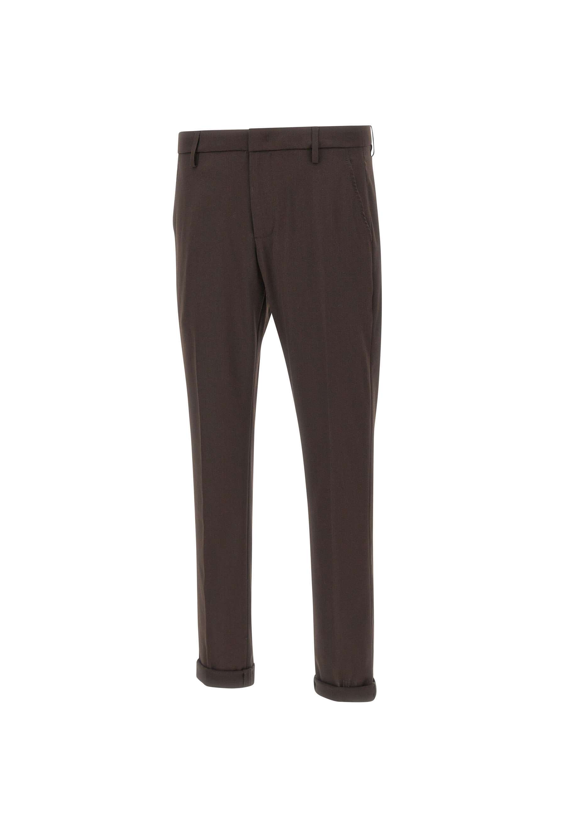 Dondup Buttoned Logo-detail Pants In Brown