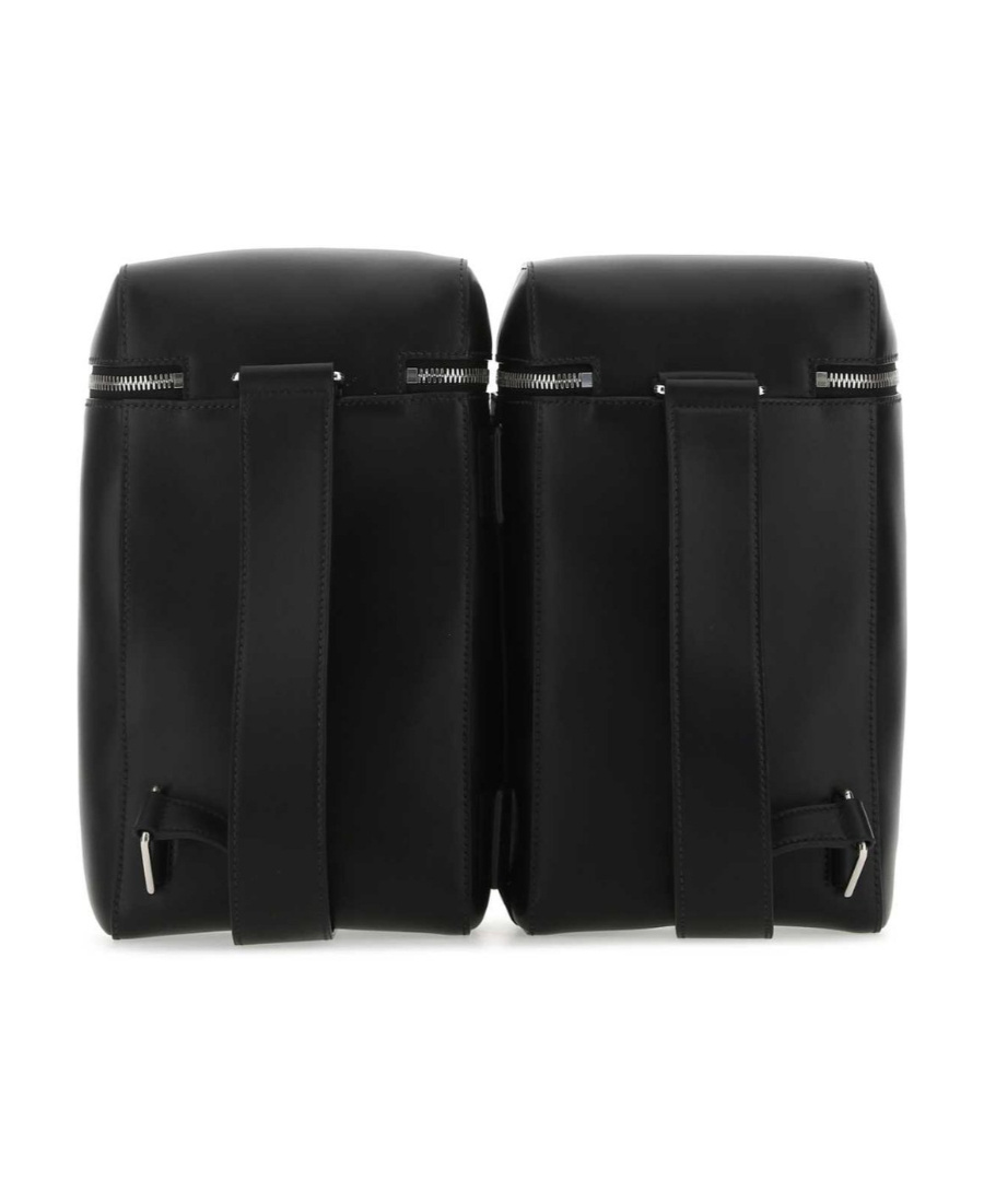 Prada Structured Leather Backpack With Logo Zipper Closure
