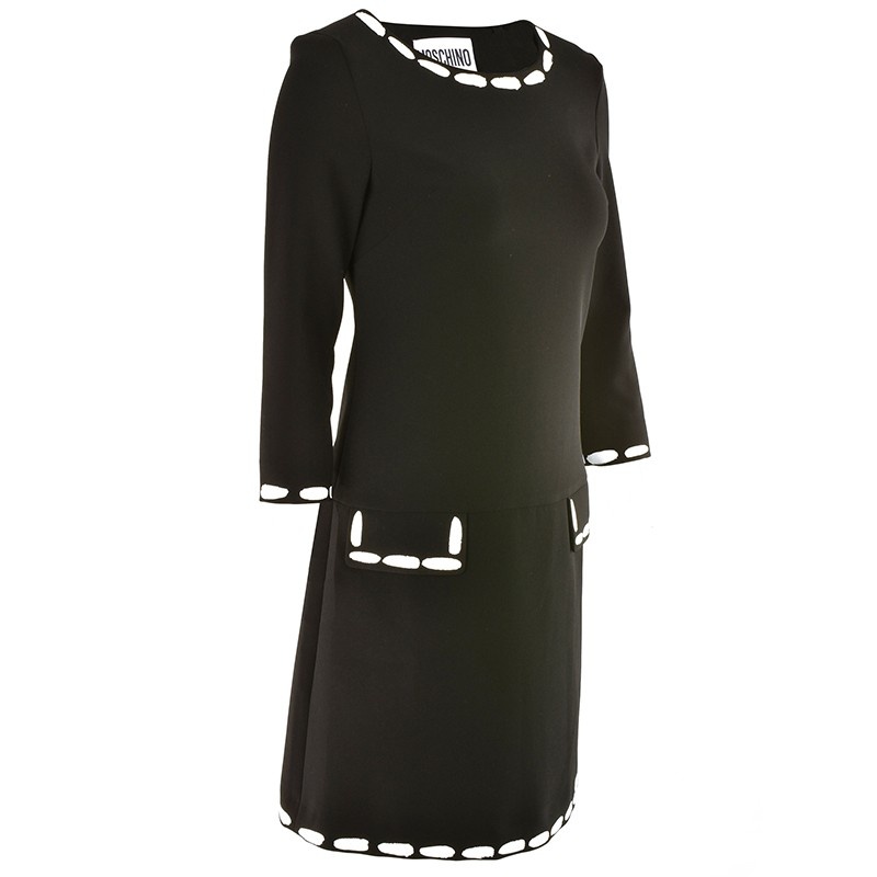 Moschino Round Neck Long-sleeved Dress In Black