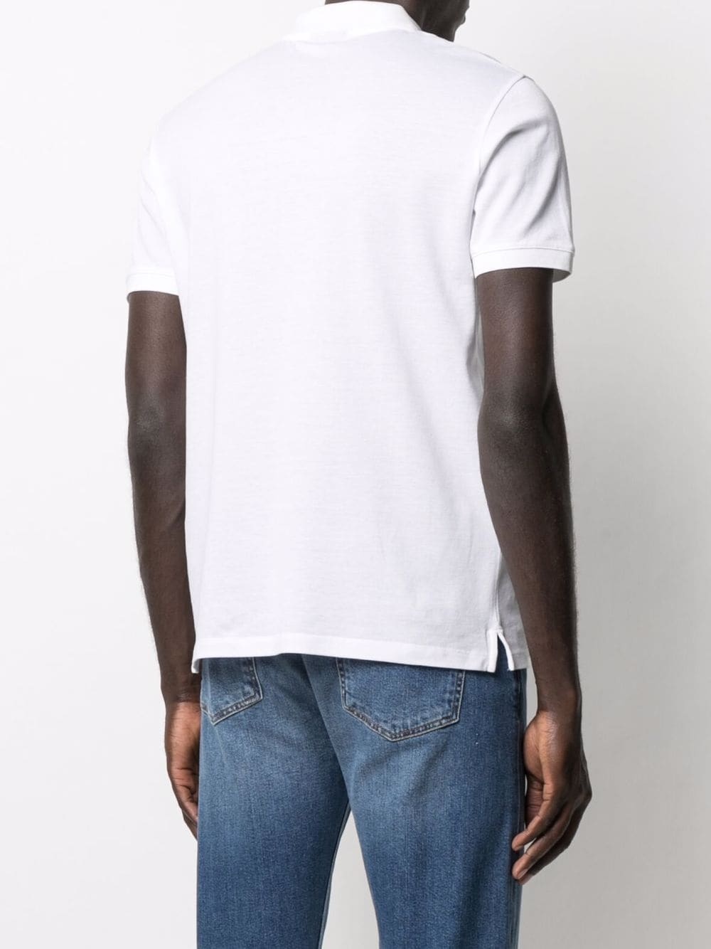 Emporio Armani Striped Detail Polo Shirt In White