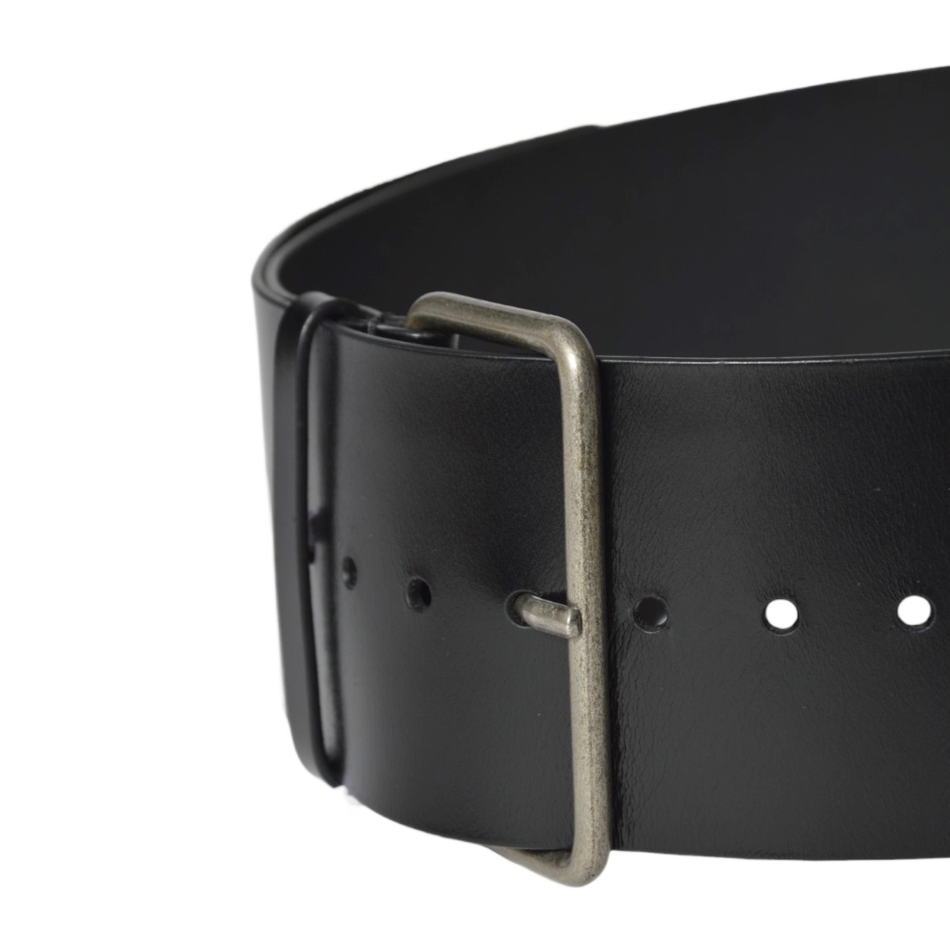 Ann Demeulemeester High-waisted Brushed Leather Belt With Vintage-effect Buckle In Black