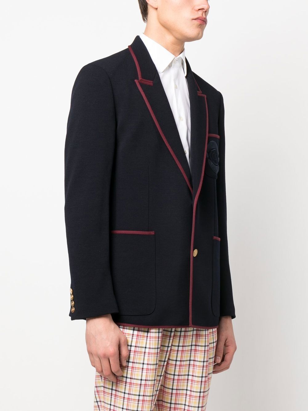 Valentino Embroidered-crest Tailored Blazer In Black