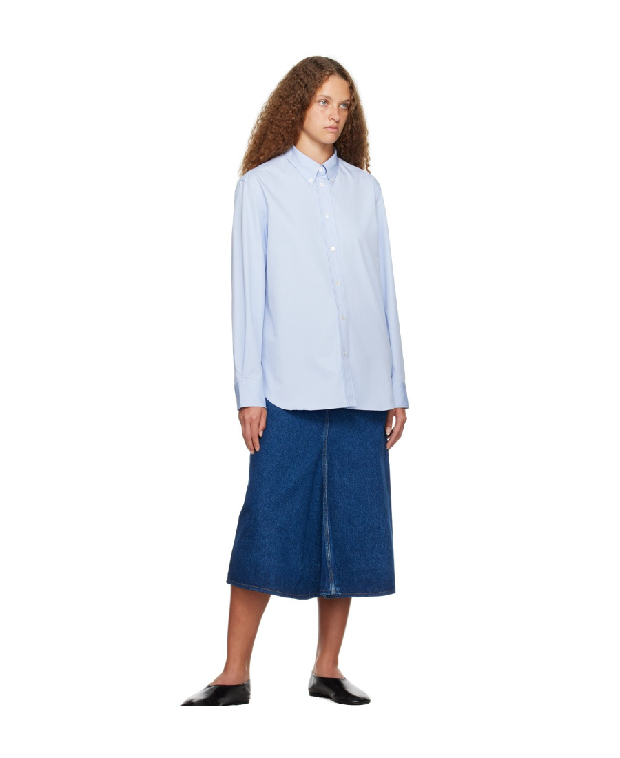 Studio Nicholson Lapel Long-sleeved Shirt In Blue