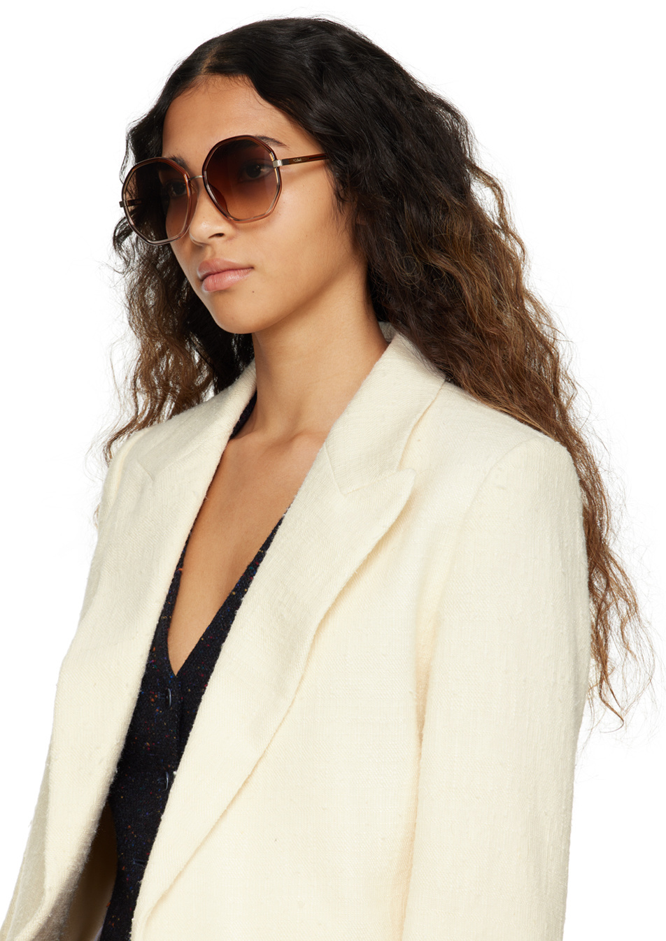 Chloé Eyewear Hexagon Frame Sunglasses In Brown